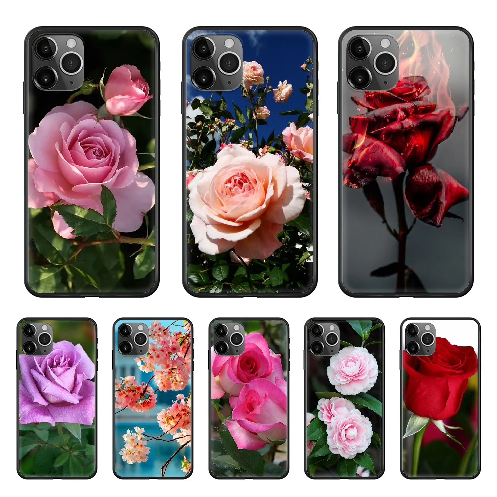 

Flower Pretty Style Case Phone Case cover For Iphone 12 11 8 7 XR PLUS X XS PRO SE 2020 MAX black prime tpu Etui silicone