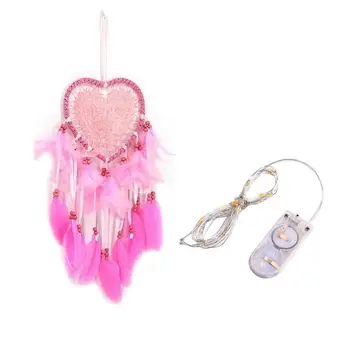 

European Style LED Light Up Dream Catcher Decor Wedding Party Bedroom Background Dreamcatcher Feather Tailing Lights