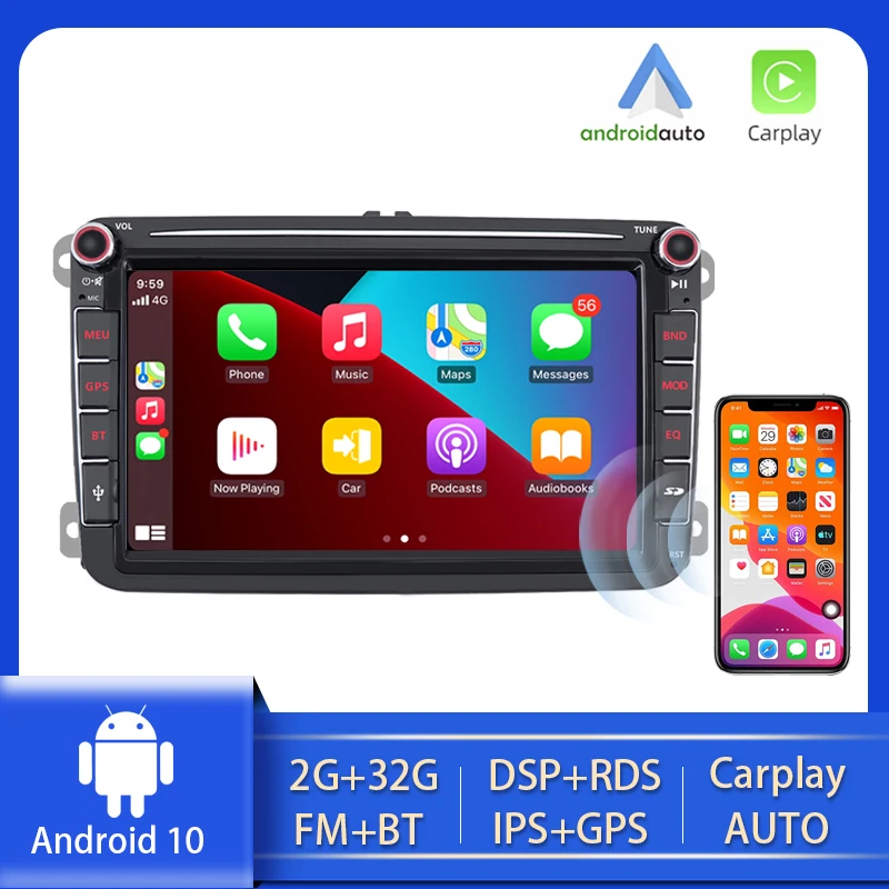 Автомобильный мультимедийный плеер PEERCE DVD-плеер на Android 10 с GPS для Volkswagen VW Passat B6 Touran