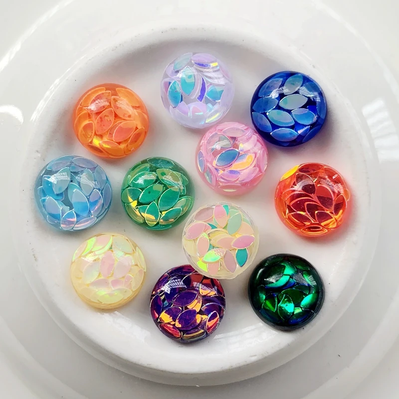 Paillette Rhinestones Round stones and AB crystals flat back Resin applique DIY Wedding Dress Beads 12mm 240pcs E39 | Дом и сад