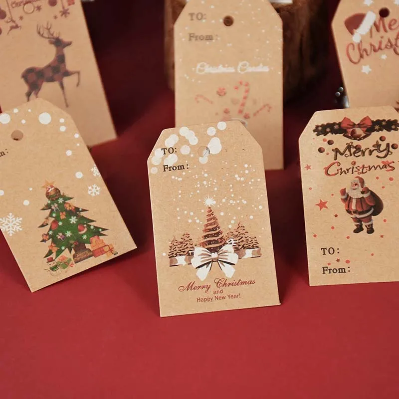 Christmas Tags with String Tree Hanging Ornament Paper Gift Tags Hanging  Labels for Wrapping Party Holiday Celebration Package - AliExpress
