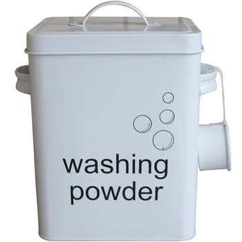 

Kitchen Bathroom Storage Box 5L Washing Powder Box Grain Rice Organizer Container Laundry Powder Sealed Box with Spoon-White