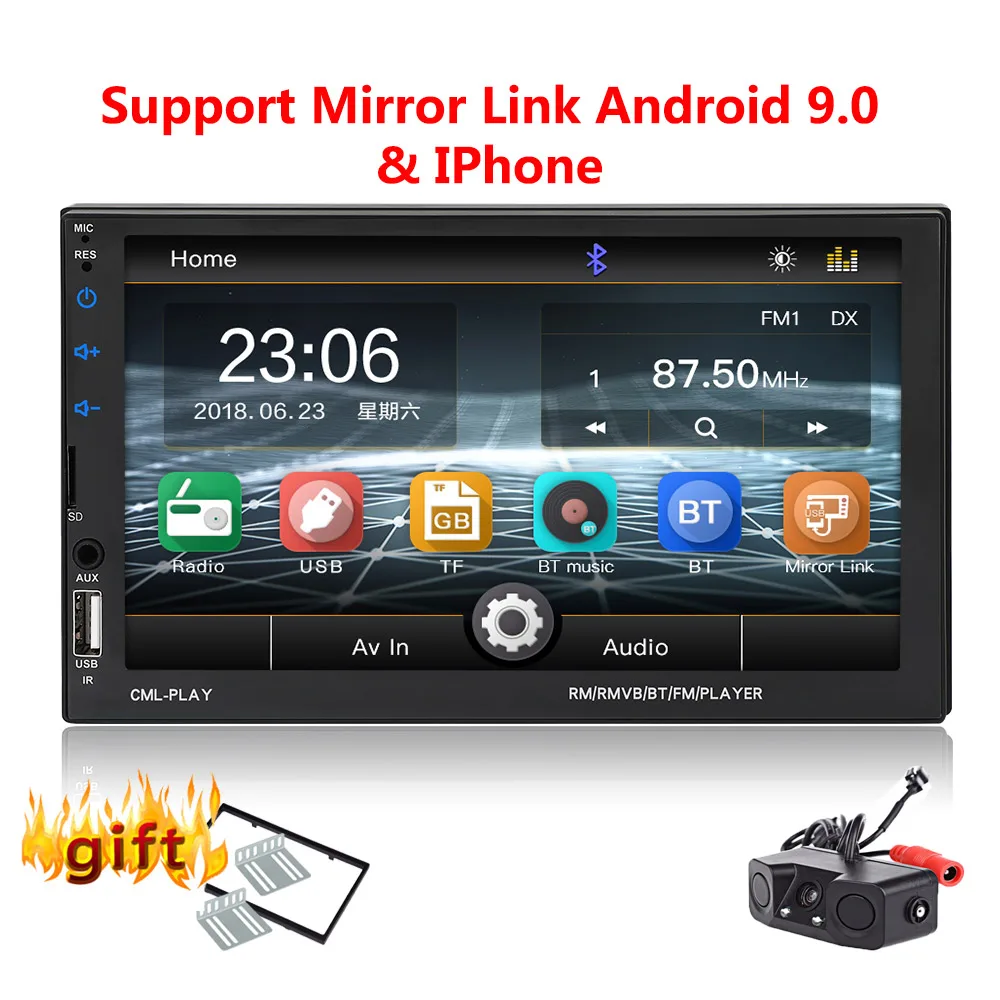 2 Din автомагнитола Bluetooth mirrorlink 2din Автомагнитола 7 ''MP5 плеер Автомобильный Монитор автомобильный аудио для камеры заднего вида пульт дистанционного управления - Цвет: with PZ451