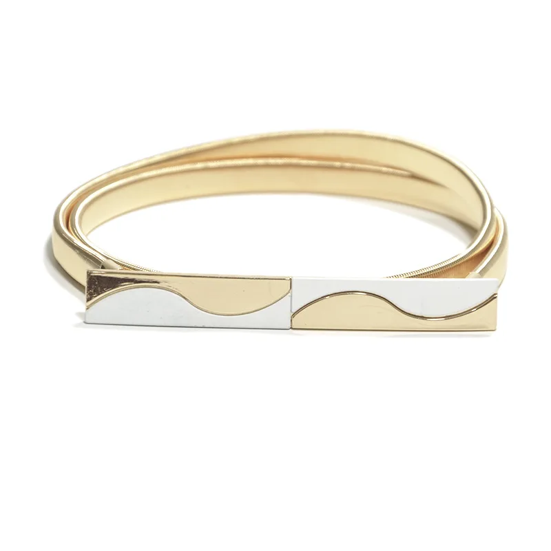 

Metal spring waist chain Ladies Metal Spring Waist Belt Wild Cross Lacquer Elastic Female Waist Chain Dress Women Belt Bg-1233