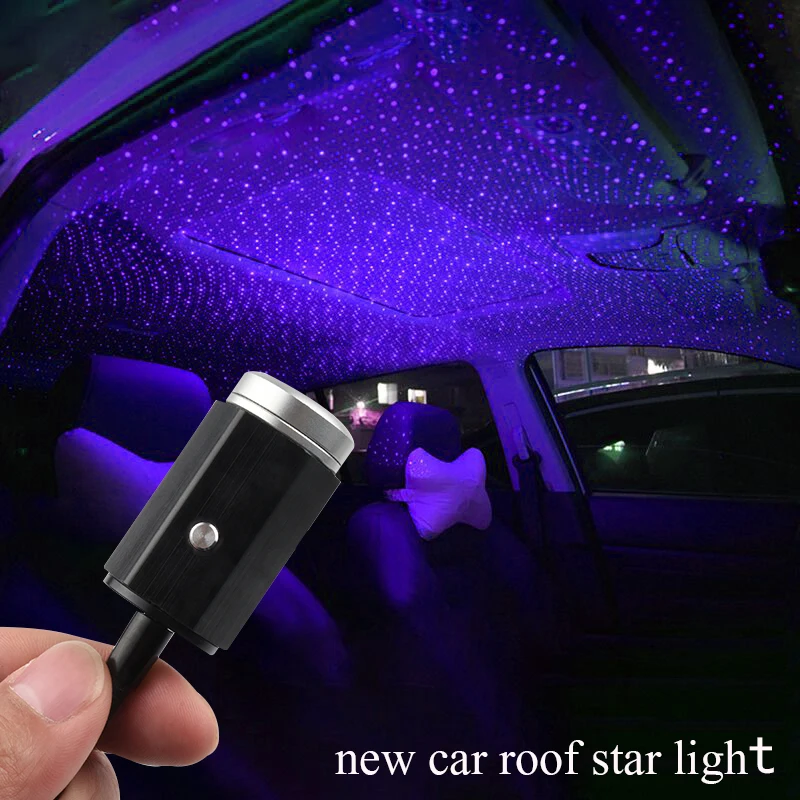 USB Car Interior LED Light Roof Room Atmosphere Starry Sky Lamp Star Projector. 