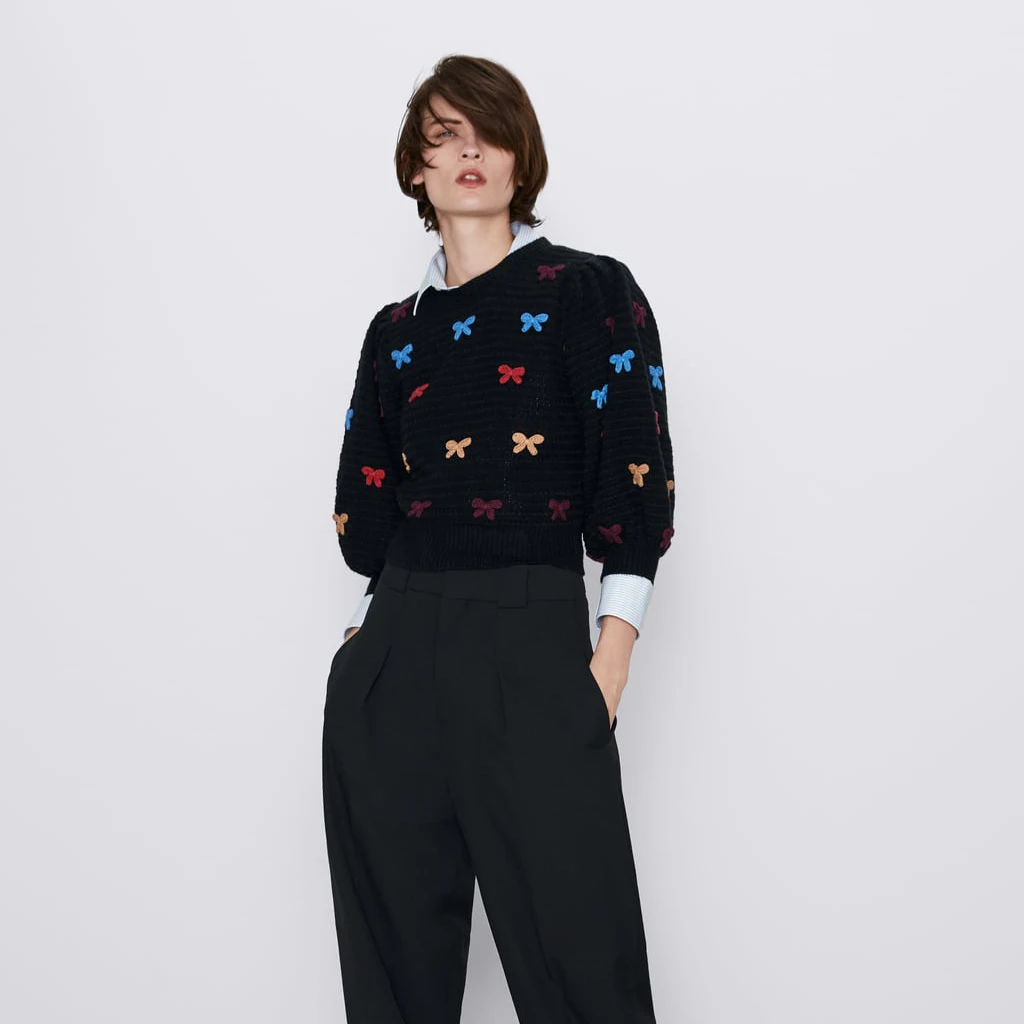 ZA осенний модный винтажный свитер женский пуловер Повседневный Boho короткий теплый свитер женский этнический Камуфляжный свитер - Цвет: 04