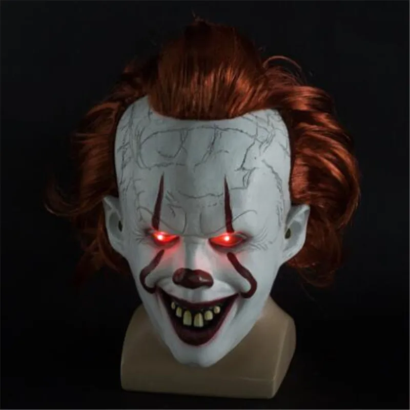 Это: вторая часть маски Pennywise страшный клоун Джокер маска глаза будут блестеть клоун латексная маска Хэллоуин косплей это: вторая часть