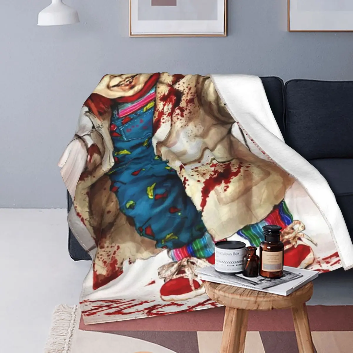 Chucky Childs Play Wool Blankets Horror Movie Halloween Vintage Throw for Home 150*125cm Rug Piece | Дом и сад