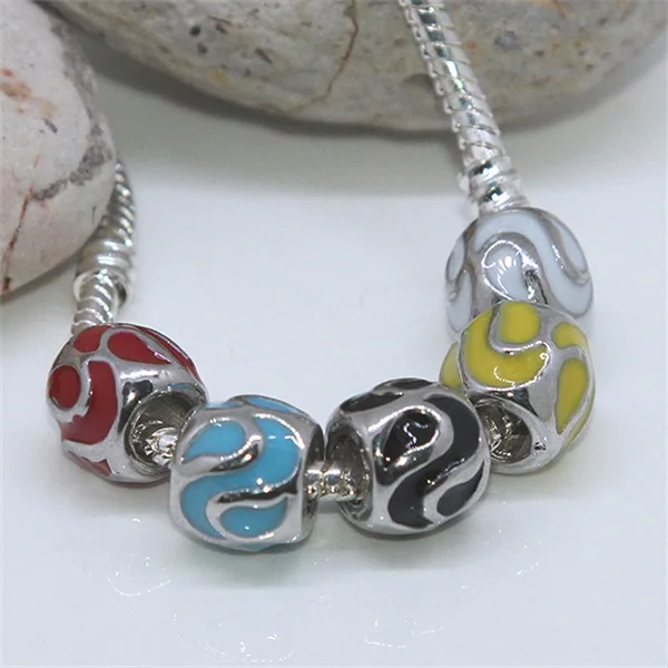 

10pcs Color Mixed Enamel Big Hole Beads Dripping Oil Spacer Loose Beads For Jewelry Making Necklace Bracelet Accessories