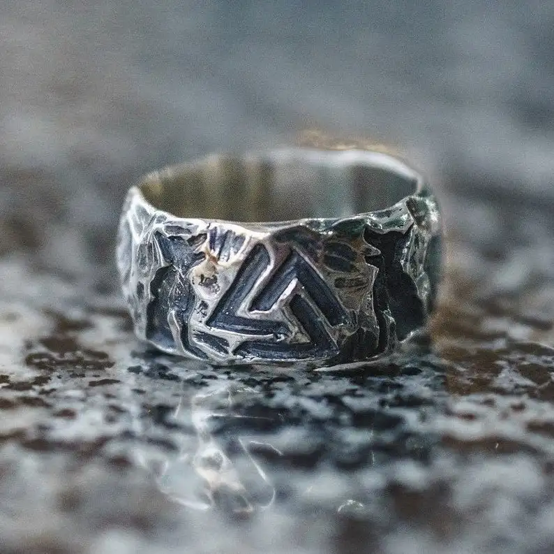 EYHIMD Viking Для мужчин волки Одина Valknut ковка кольцо из нержавеющей стали 316L языческие нордический амулет