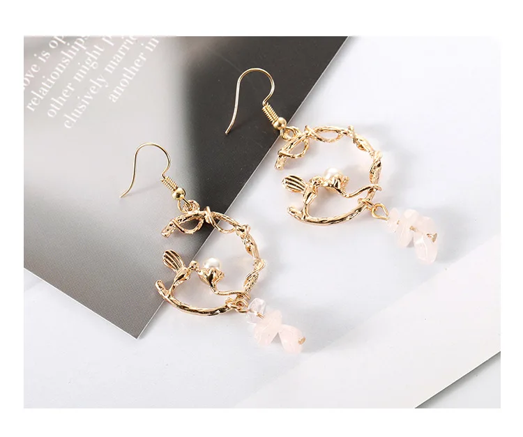 

Korea C Personality Bird Language Floral Retro Generation Court Pearl Earrings Fairy Models Earings Fashion Jewelry