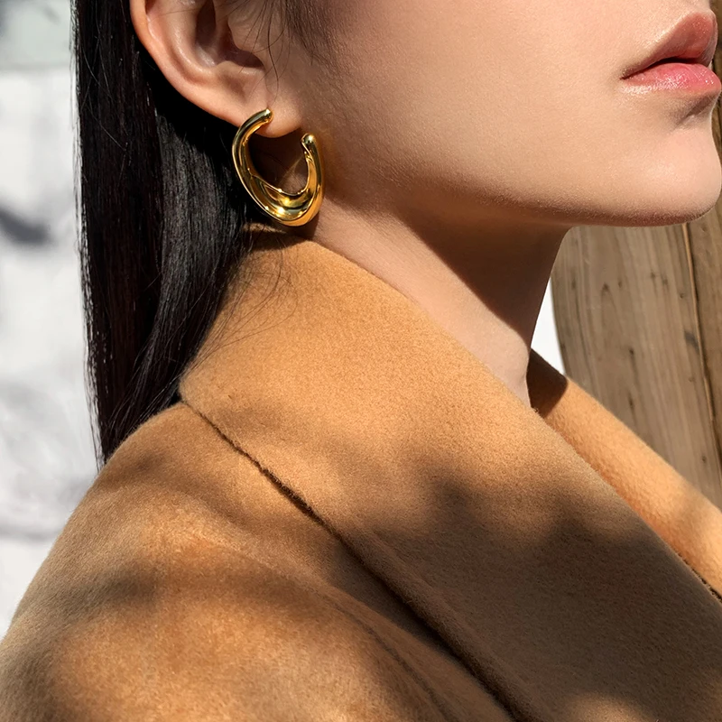 Kshmir Detachable dual-use Korean chic metal gold patchwork women's base earrings with free mail earrings and jewelry gifts