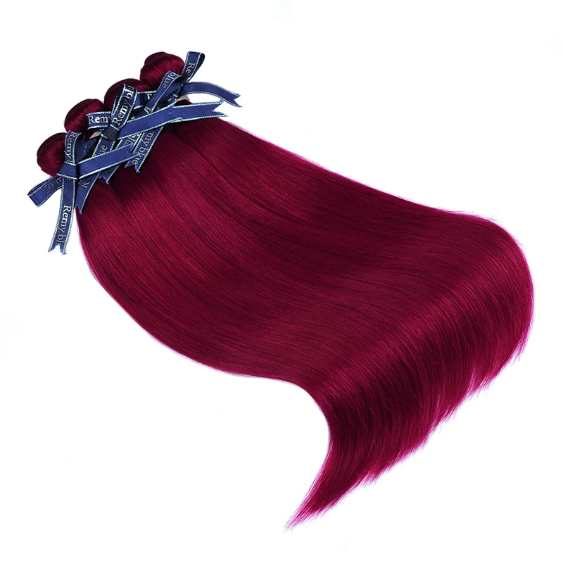 Cheap Pre-Colored Ombre 99J Burgundy Bundles Straight Hair Bundles Brazilian 100% Human Hair Bundles Remyblue Remy Hair Weave Bundles 1