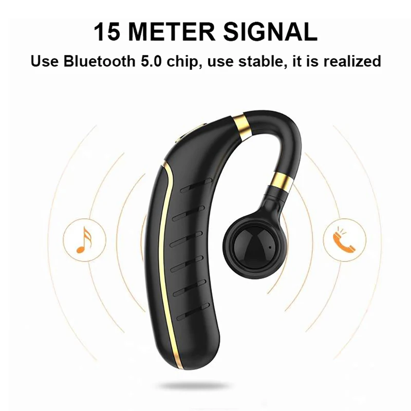 Kowkaka Bluetooth 5 0 Wireless Earphones Stereo Ear Hook Sports Headphones Business Driving Handsfree With Mic for iphone Xiaomi