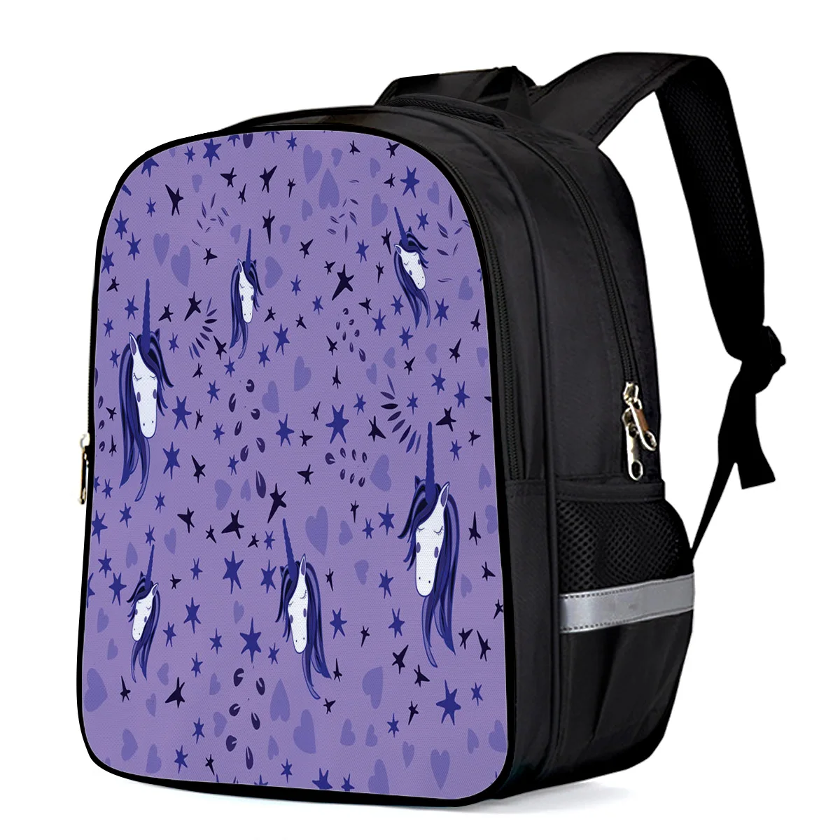 purple and white backpack