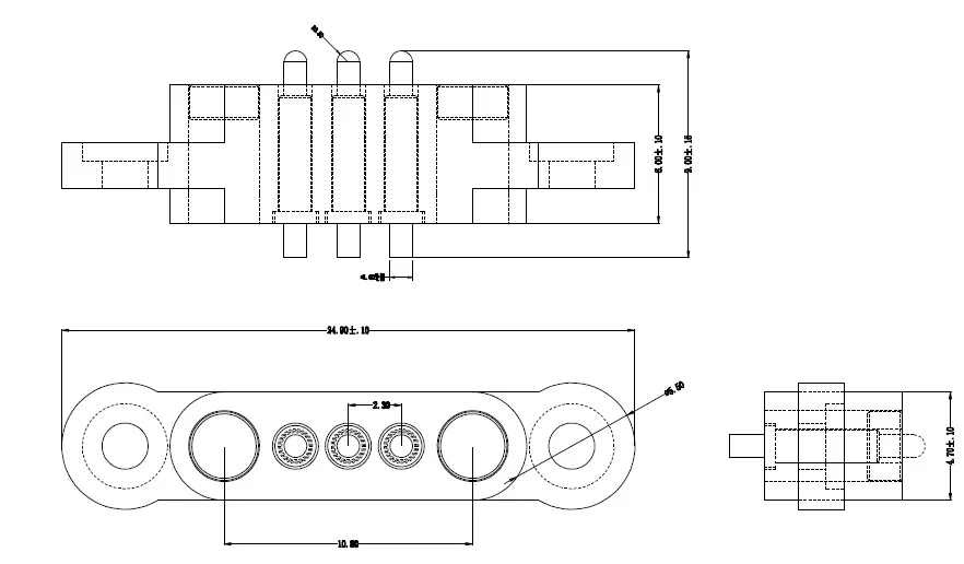 1 Paar Magnetfeder-Pogo-Pin-Stecker 3-poliger Abstand 2,3mm durch Löcher Leiterplatte halterung Stecker Buchse Sonde Strom ladung – Detail 1