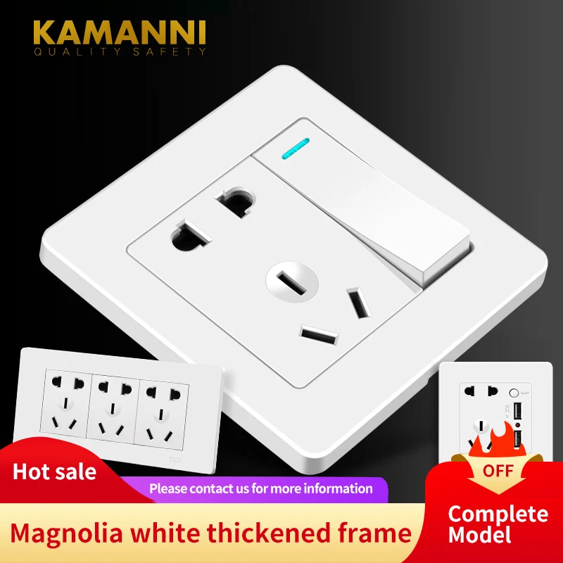KAMANNI wall switch 1/2/3/4 combination button LED light lighting switch on / off wall switch button switch plastic panel