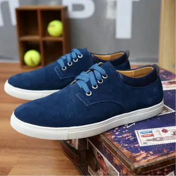 

Brand Men Shoes Casual Suede Leather Fashion Black Blue Brown Flat Shoes for Men BIG SIZE 49 Drop Shipping A56-97