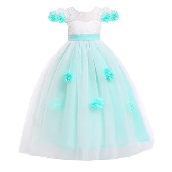 

2020 new girl flower bowknot dress girl short sleeve formal performance dress wedding flower girl costume girl clothes