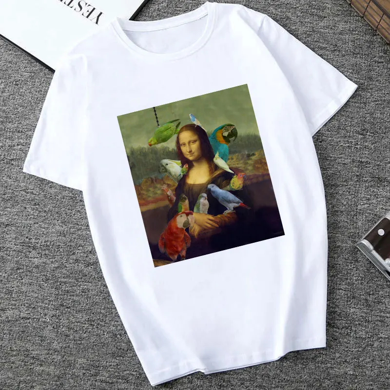 Mona Lisa Spoof персональные футболки женские модные футболки Harajuku летние с коротким рукавом и круглым вырезом белые Топы Рубашки Camiseta Femina