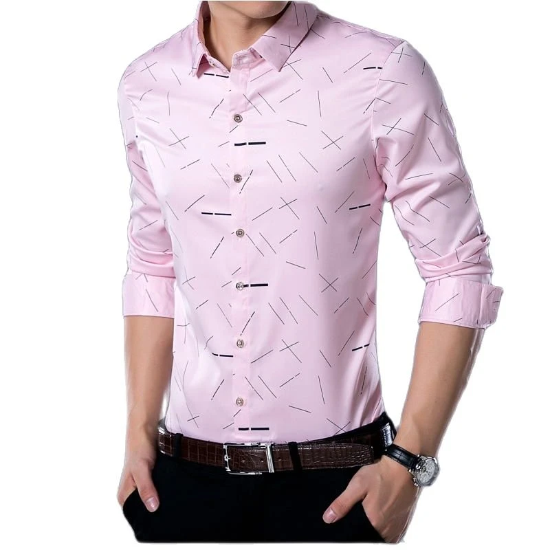 Camisas de larga para hombre, camisas de diseño de línea Social, ajustadas, a moda Vintage, Jersey de ropa informal, 2022|Camisas informales| - AliExpress