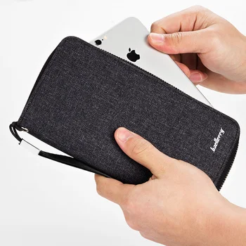 

Brief Designer Canvas Wallet Men Long Men's Wallets Zipper Purse Male Large Capacity Clutch Wallet for 5.5'' Phone Card Holders
