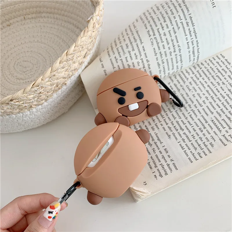 3D Cartoon Brown Chocolate Boy Silicone Headphone Case For Apple Airpods 1 2 Cover Wireless Bluetooth Cute Earphone Case Cover