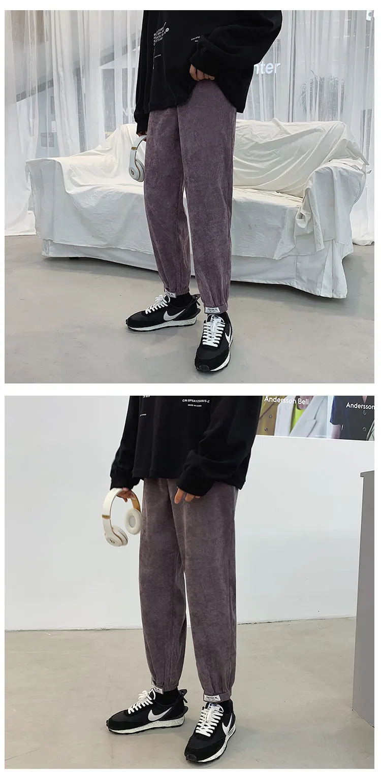 Liketkit новые шаровары мужские мужские одноцветные Свободные флисовые толстые джоггеры вельветовые штаны мужские повседневные уличные осенние зимние