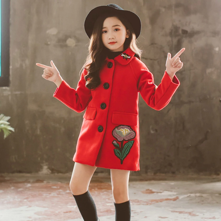 Abrigos para niñas ropa de con Floral niñas chaqueta de longitud completa para niños traje de invierno para niñas 6 8 10 12 14 años|Chaquetas y abrigos| - AliExpress