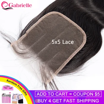 

Gabrielle Remy Hair 5x5 Lace Closure Brazilian Body Wave Hair Natural Color 8-22 inch Human Hair Free/Middle/Three Part Closure