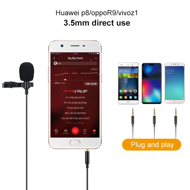 wireless mic FONKEN 3.5mm Mini Microphone With Tie Clips Collar Speaking Singing Micro Phone Live Broadcast Lecture Microphone For Smartphone wireless mic