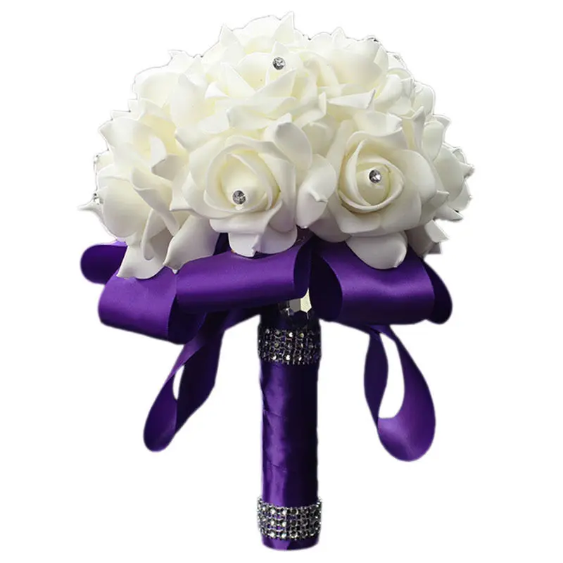 Wedding Bouquet Crystal Pearl Sequin Bridal Bridesmaid Rose Foam Flower Handmade