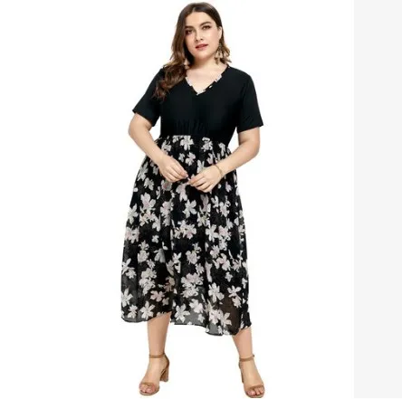 Vestidos de festa, женское платье, летнее платье, sukienki femme, сексуальный v-образный вырез, принт, винтажное шифоновое платье размера плюс, женское платье, fw418