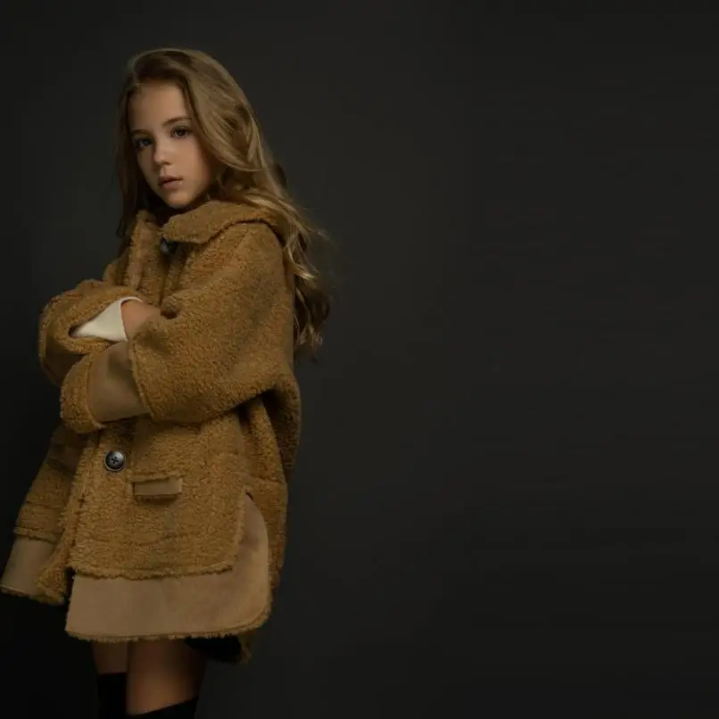 Зимняя Детская куртка из искусственного меха; теплое пальто из искусственного меха ягненка для девочек; пальто из композитной замши; детская куртка Modis; Y2278