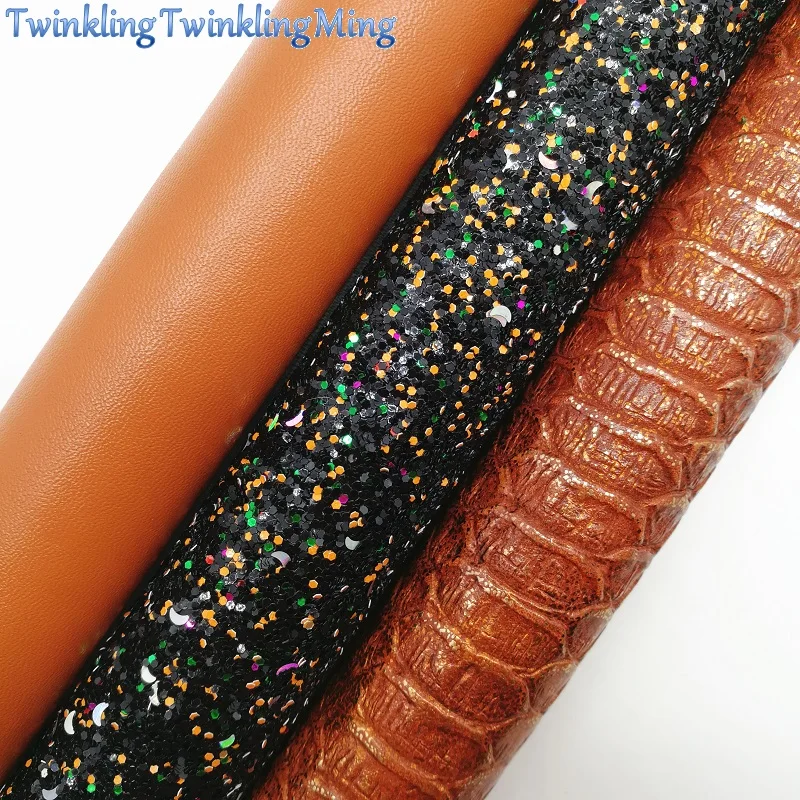 BROWN Glitter Fabric Metallic Snake Synthetic Leather Sheets For Bow A4 21x29CM Twinkling Ming XM669 | Дом и сад