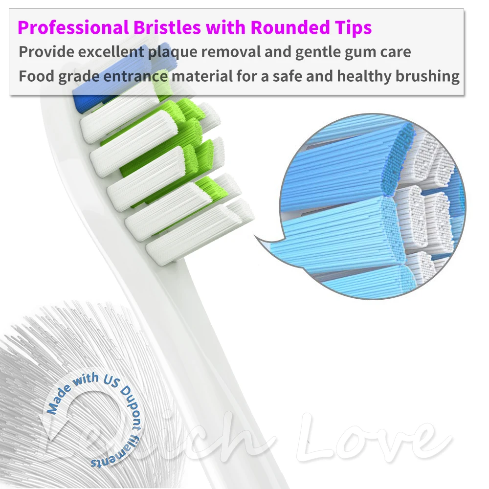 Toothbrush Heads 4 Pcs with Protective Covers for Philips Sonicare Brush Heads Fit for 2 Series 3 Series Gum Health DiamondClean toothbrush heads