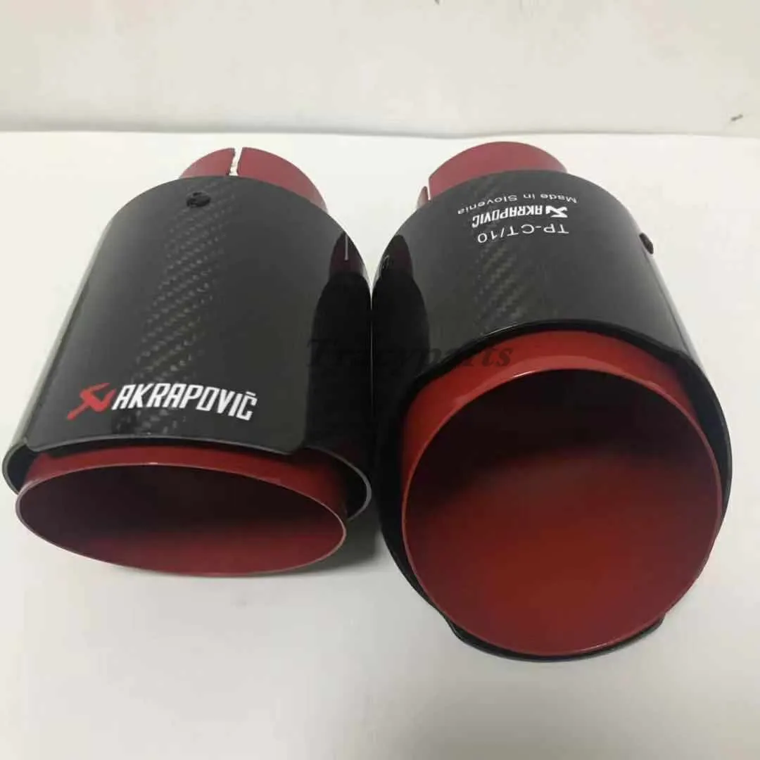 1 шт. Akrapovic выхлопные трубы для автомобиля глянцевый карбоновый глушитель наконечник хвостового конца Универсальный нержавеющая сталь прямой красный