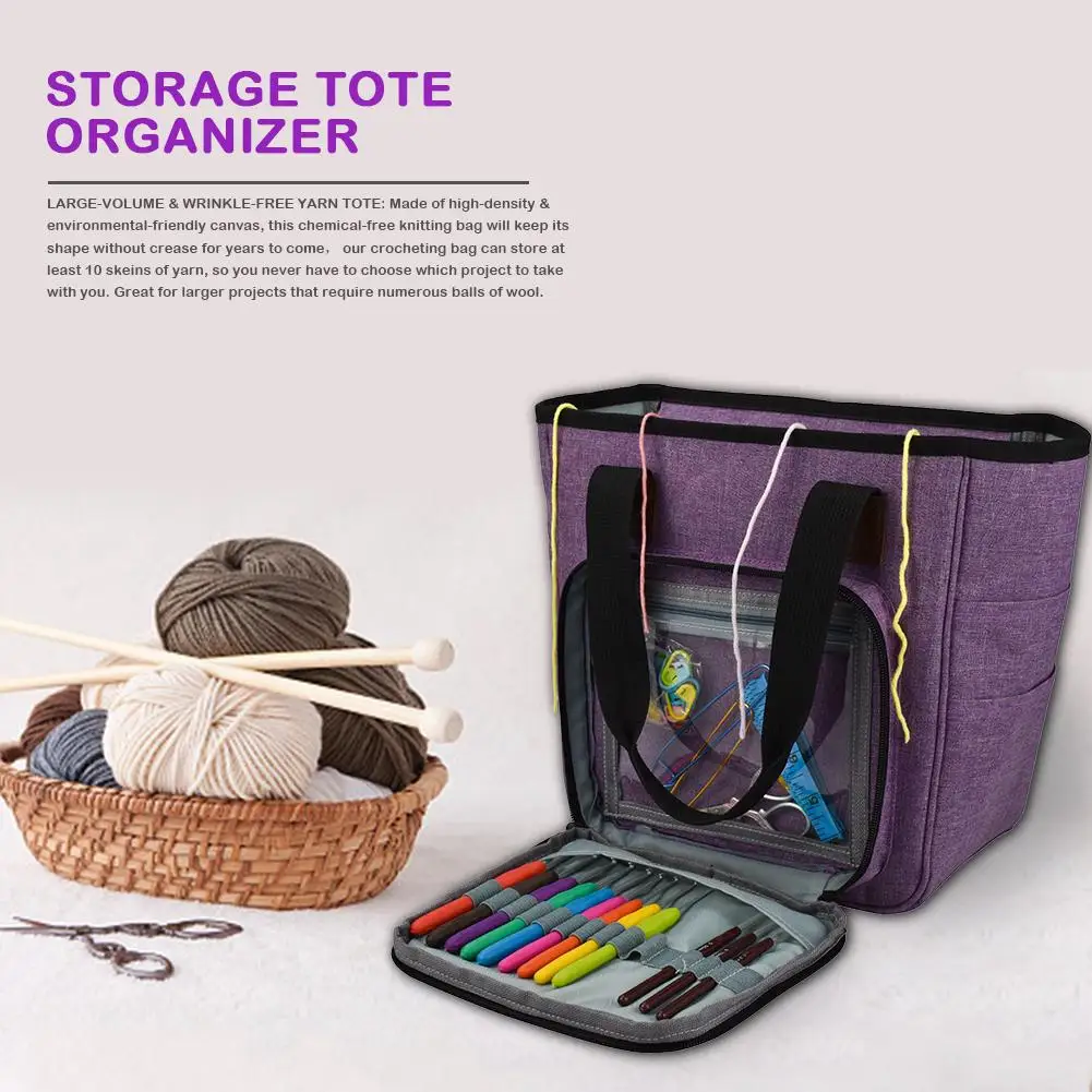 Crochet Hooks Thread Yarn Storage Bag DIY Organizer Holder Wool Crochet Hooks Knitting Needles Sewing Set DIY Storage Bag