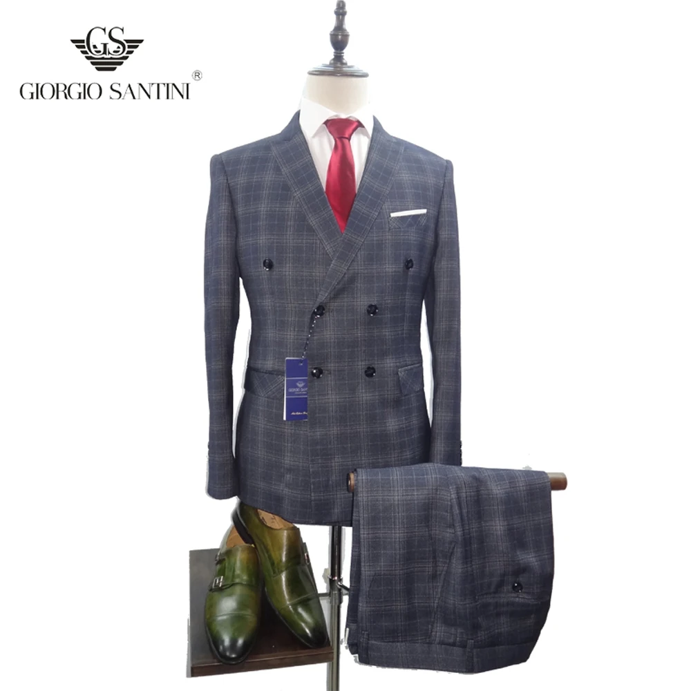(Blazer+Pants) Luxury Men Suit 2 Piece Set Fashion Boutique Lattice Groom Wedding Dress Men's Tuxedo Banquet Club | Мужская одежда