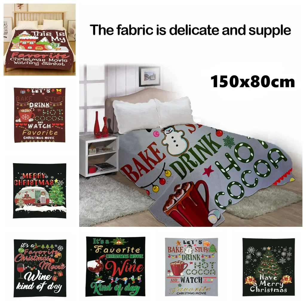 

2019 New Blanket Tapestry Christmas Blanket Flannel Fabric Sofa Bed Blanket 150x80cm