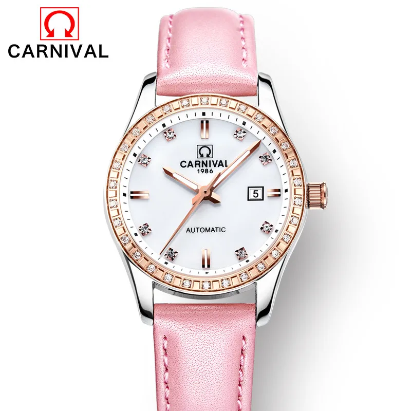 

Reloj Mujer CARNIVAL Fashion Women Watches Ladies Luxury Brand Waterproof Luminous Casual Dress Automatic Mechanical Wristwatch