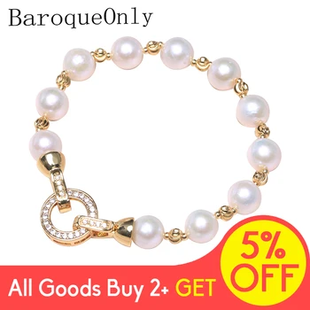 

BaroqueOnly heart clasp Natural pearl bracelet pearl necklace natural irregular freshwater edison pearl multiple size white HQD
