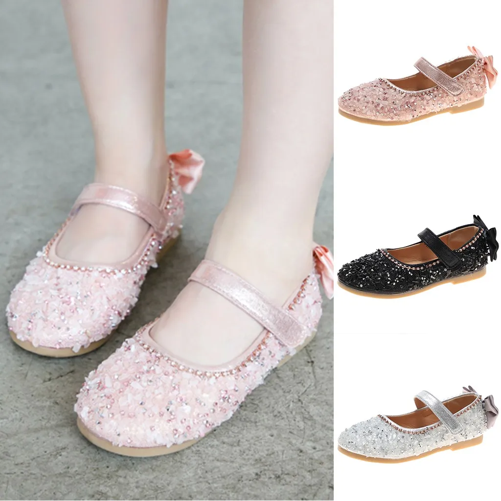 Дети младенец ребенок Кристалл для девушки Bling одиночный принцесса одиночный Повседневный Обувь на крючках и петлях Твердые бантом девочек детская обувь