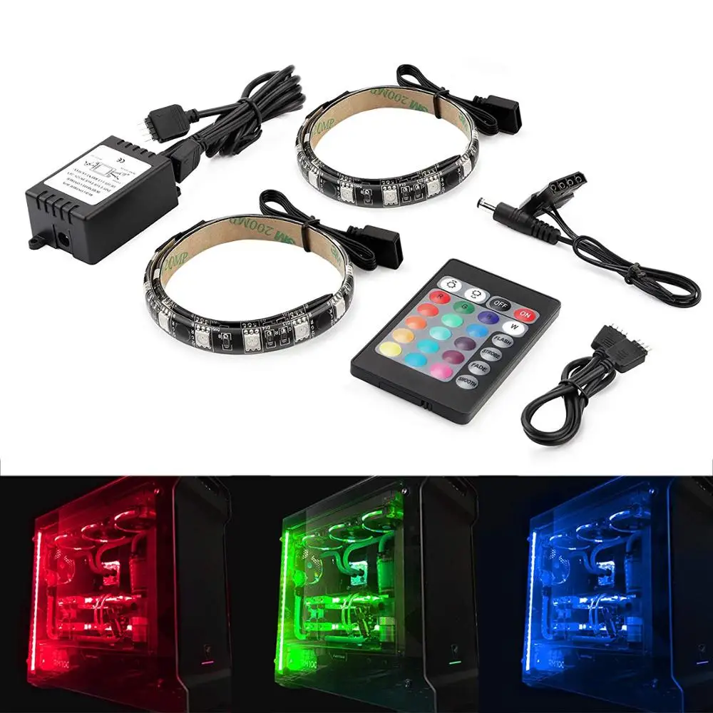 RGB-COM-L комплект для ПК корпус подсветка 2 бара 5050 SMD магнитный светодиодный свет полосы, подходит для более старых Compter материнская плата jk415