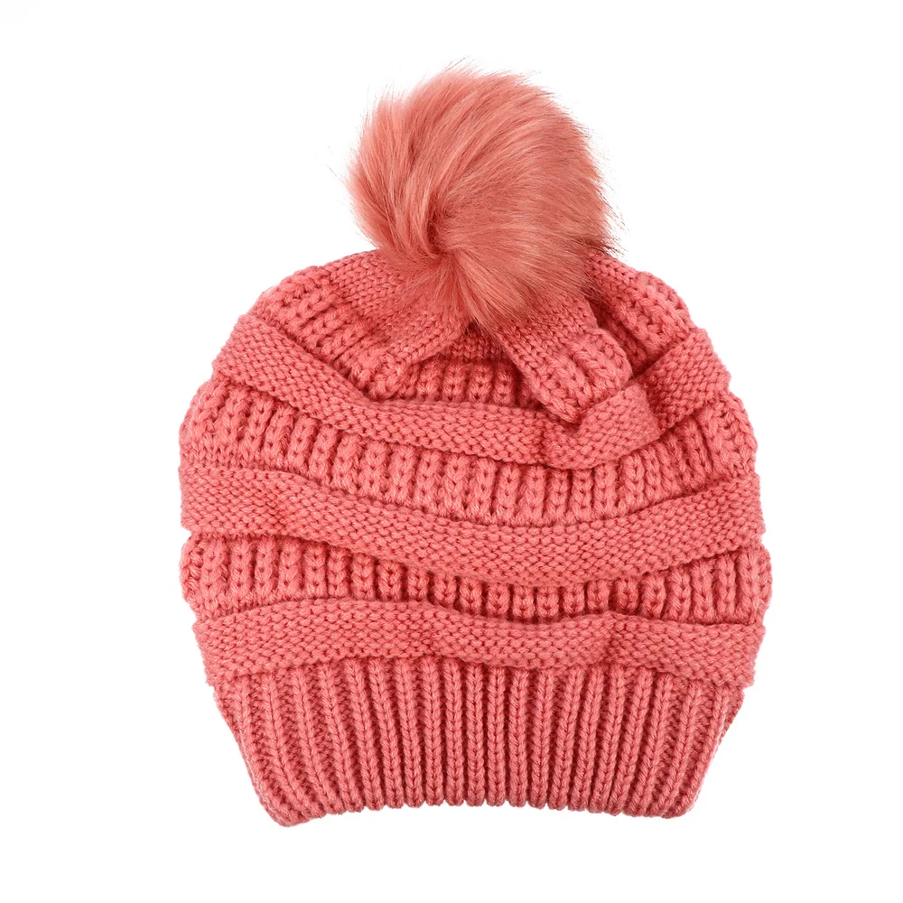 

1pc Warm Knit Hat Useful Cozy Crochet Hairball Cap for Winter