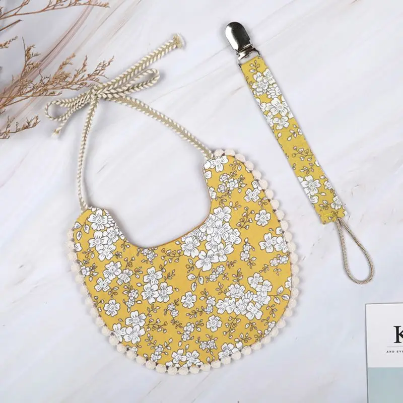 Baby Pacifier Clip Chain Baby Cotton Linen Bib Set Perfect Newborn Shower Gift