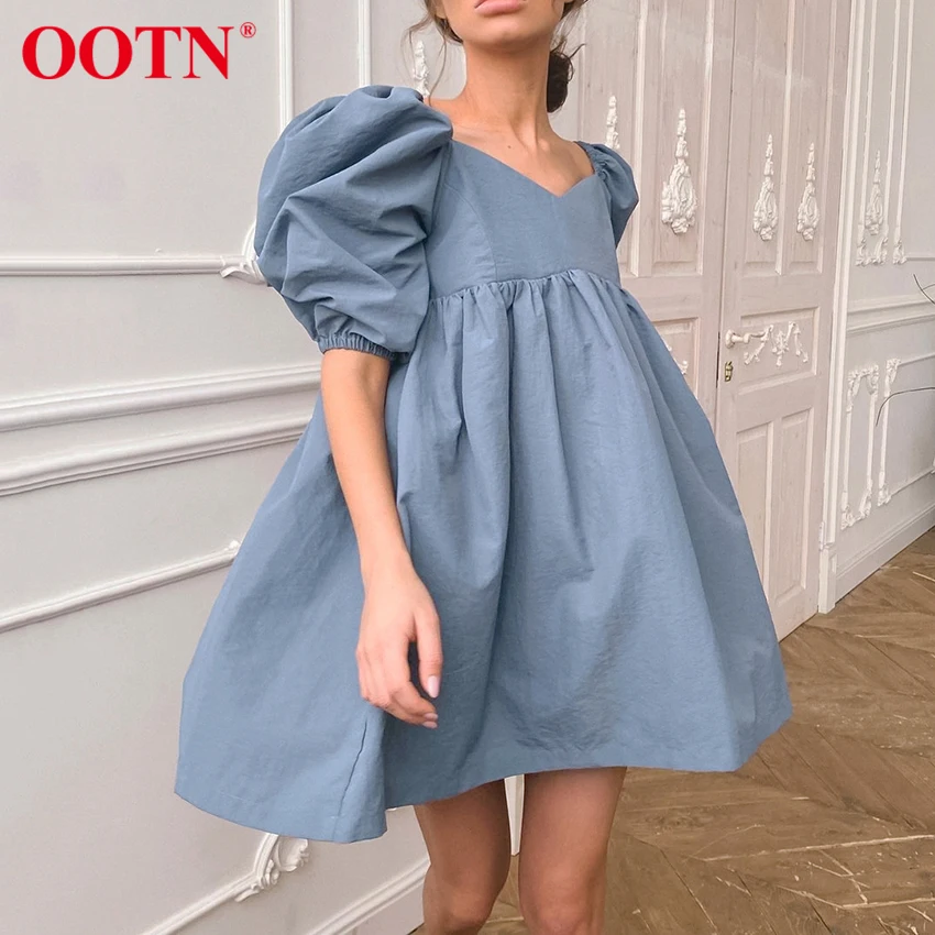 Мини-платье OOTN женское с квадратным вырезом пикантное свободное черное