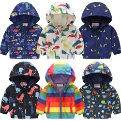 Толстовка с капюшоном для маленьких мальчиков; модные пальто с принтом динозавра для мальчиков; Осенняя верхняя одежда для активного