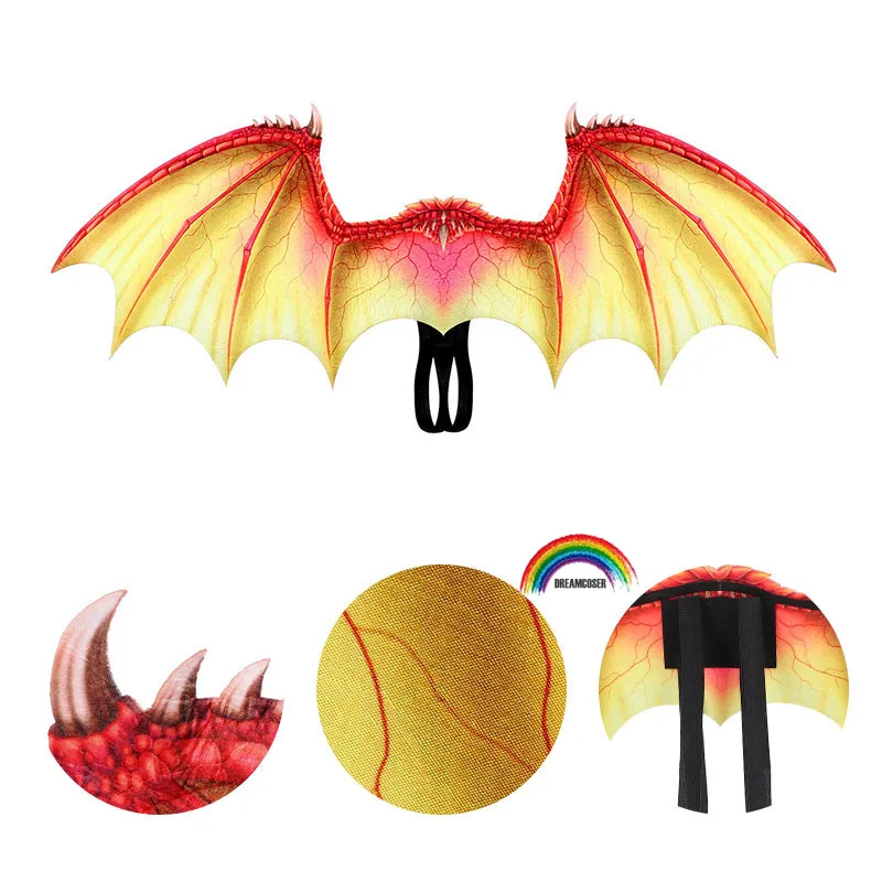 Déguisement Dragon Pour Enfants 3 Pièces - Masque, Ailes Et Queue, Pour Halloween, Carnaval, Cosplay