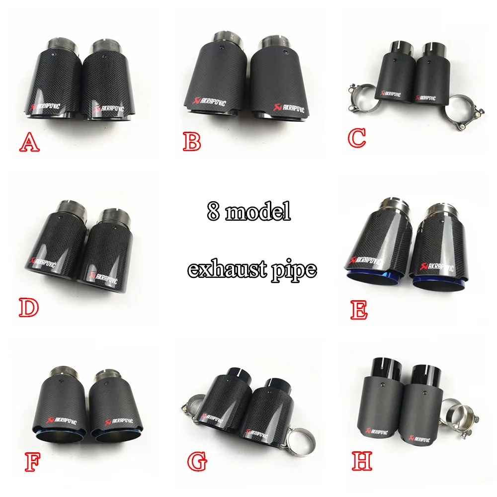 

2 Pcs Akrapovic Carbon Fiber Exhaust tips Car Carbon Muffler tailtip pipe For Universal Exhaust systerms Tips Car Accessories